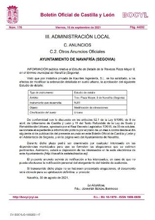 Imagen Información pública relativa al Estudio de Detalle de la Travesía Plaza Mayor 8