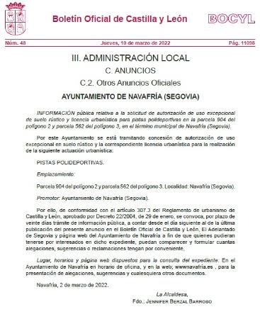 Imagen INFORMACIÓN pública relativa a la solicitud de autorización de uso excepcional de suelo rústico